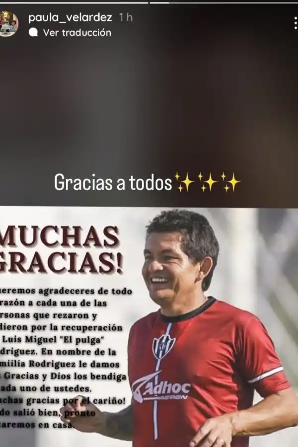 El posteo de la esposa de Luis Rodríguez.