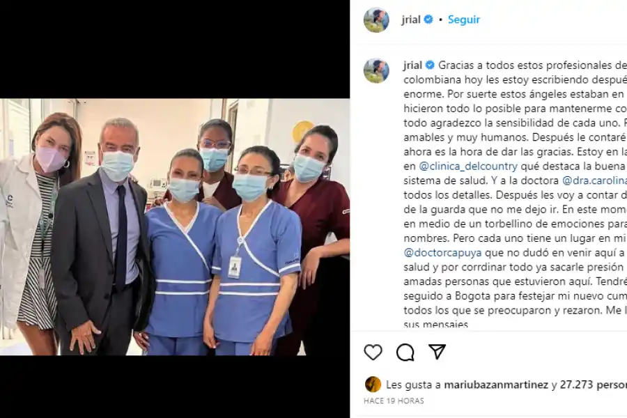 El agradecimiento de Jorge Rial a los médicos que lo atendieron en Colombia