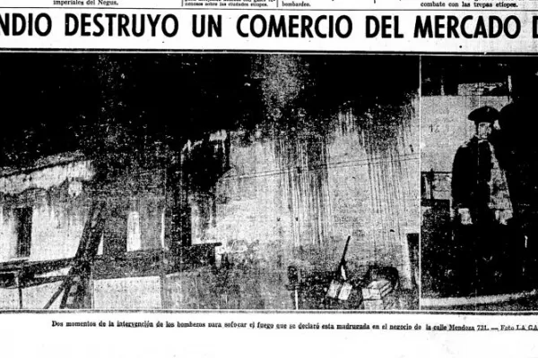 Un incendio destruye un puesto del mercado en 1936