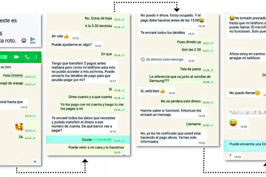Las capturas de la conversación entre el padre y los delincuentes