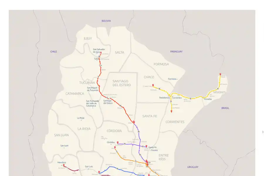 Mapa con los tramos de autopistas concesionados por empresas privadas. 