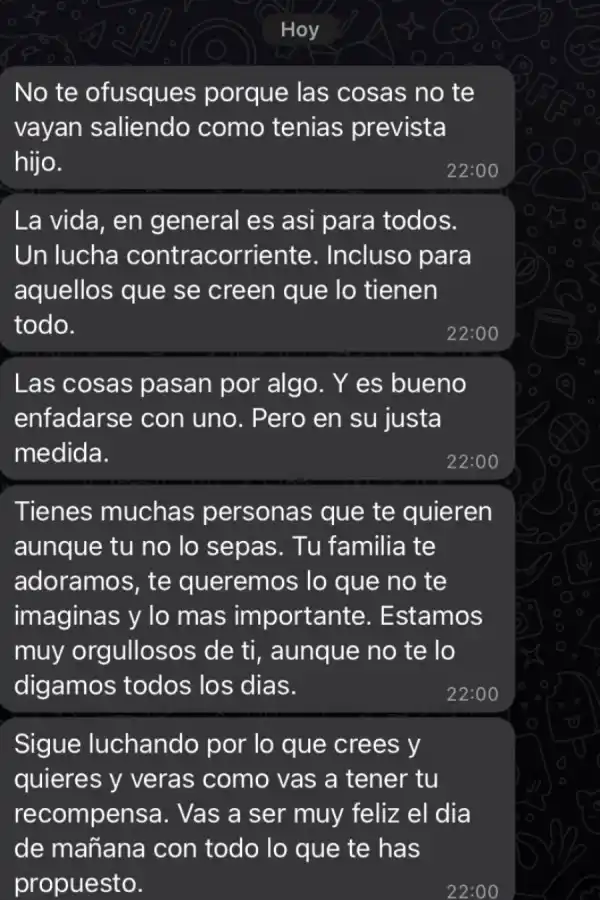 El mensaje que recibió el joven por parte de su padre.