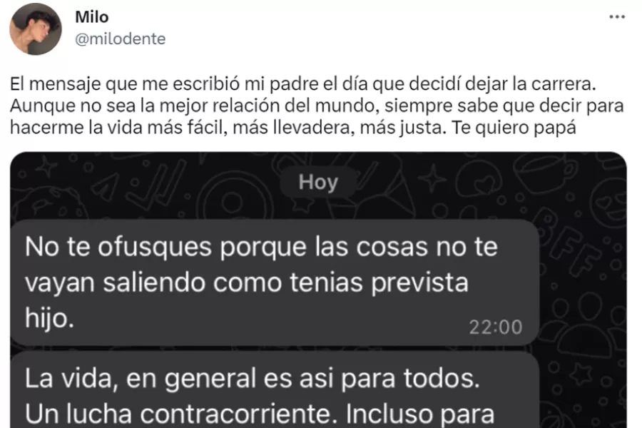 La publicación del joven que emocionó a todos en Twitter.