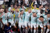 El festejo del Tucu Correa tras la consagración de Inter en la Copa Italia