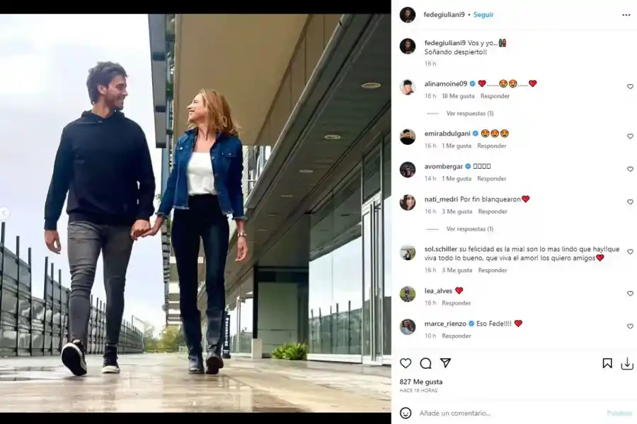 Alina Moine confirmó su noviazgo con un ex futbolista argentino: “Soñando despierto”