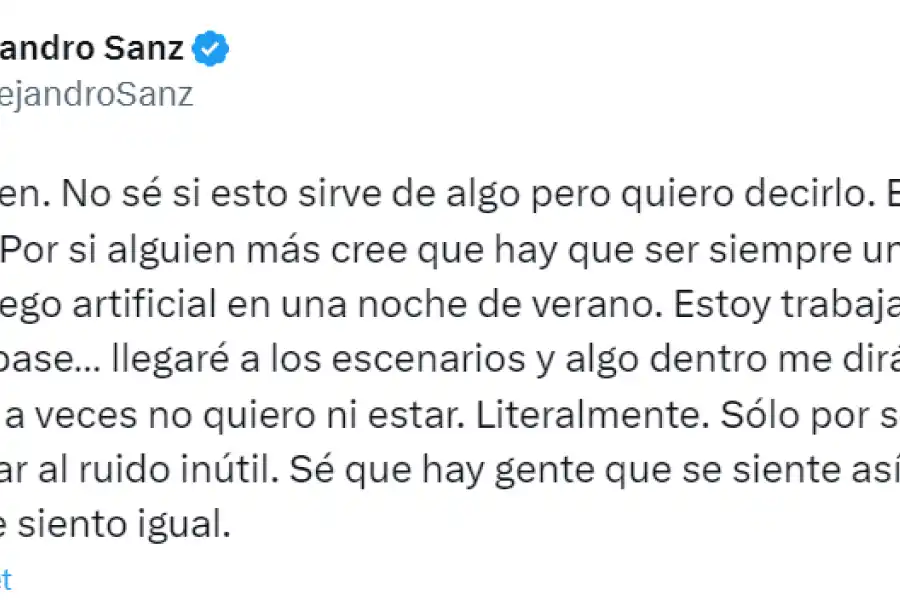Preocupación por la salud de Alejandro Sanz: “No estoy bien; estoy triste y cansado”