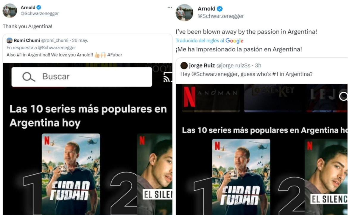 El tuit de Arnold Schwarzenegger tras ver que la serie que protagoniza en Netflix es tendencia en la Argentina