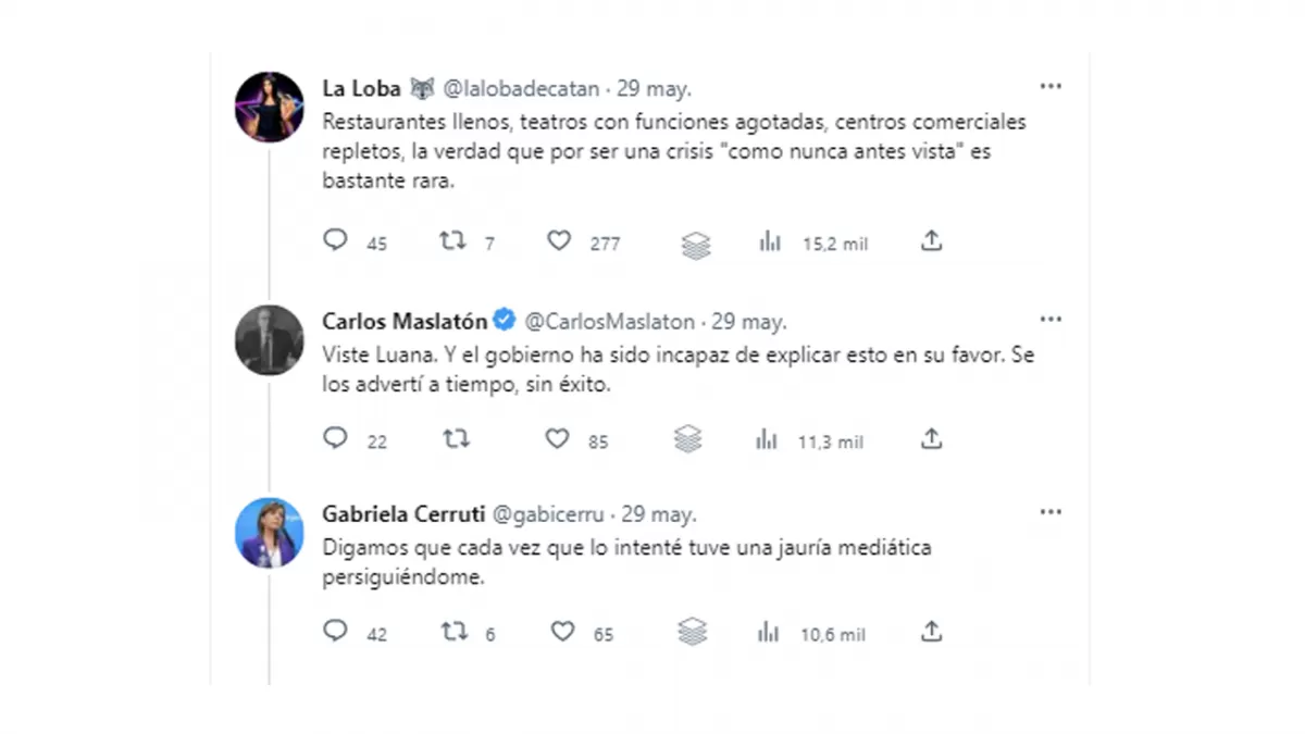 Gabriela Cerruti volvió a poner en duda la crisis: Se patinan la guita en restaurantes y recitales