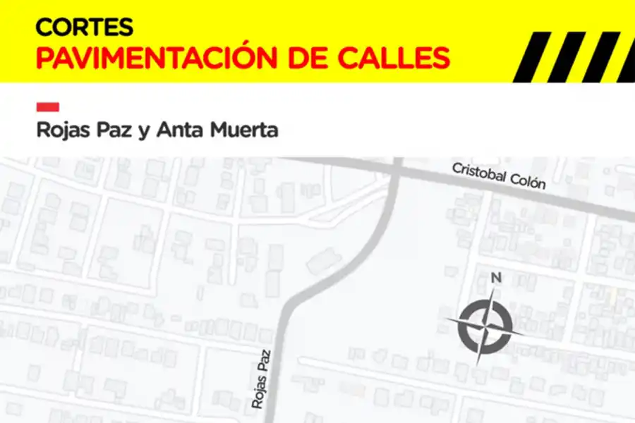 ATENCIÓN. Los trabajos de pavimentación mantienen interrumpido el paso por Anta Muerta y Rojas Paz. 
