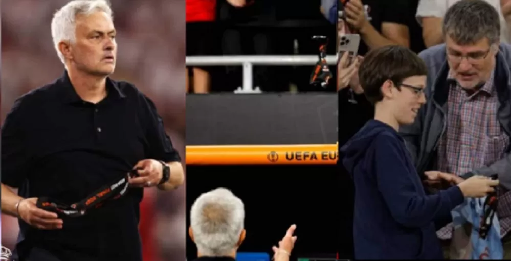 Mourinho se sacó la medalla de plata y se la regaló a un aficionado de la Roma