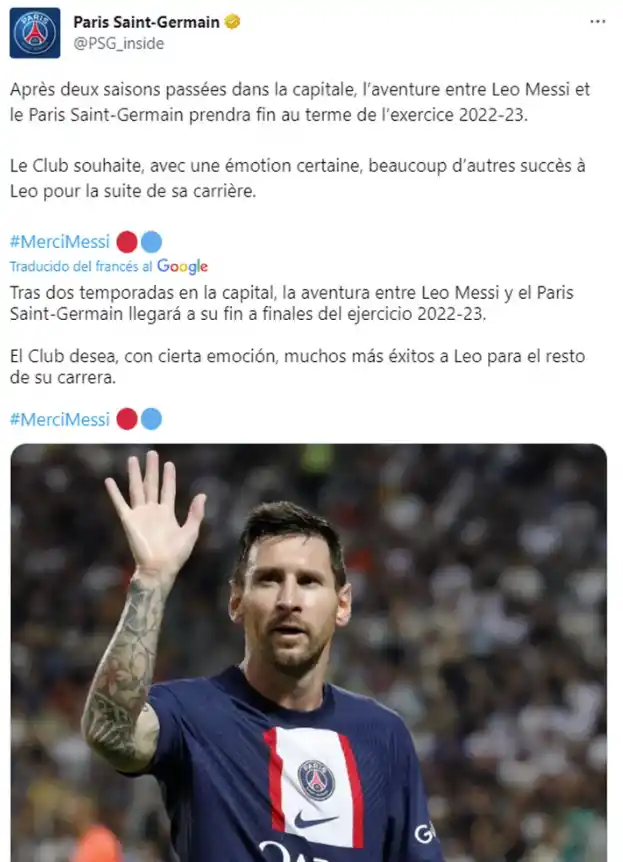 #MerciMessi: así anunció el PSG el final de Lionel Messi en el club