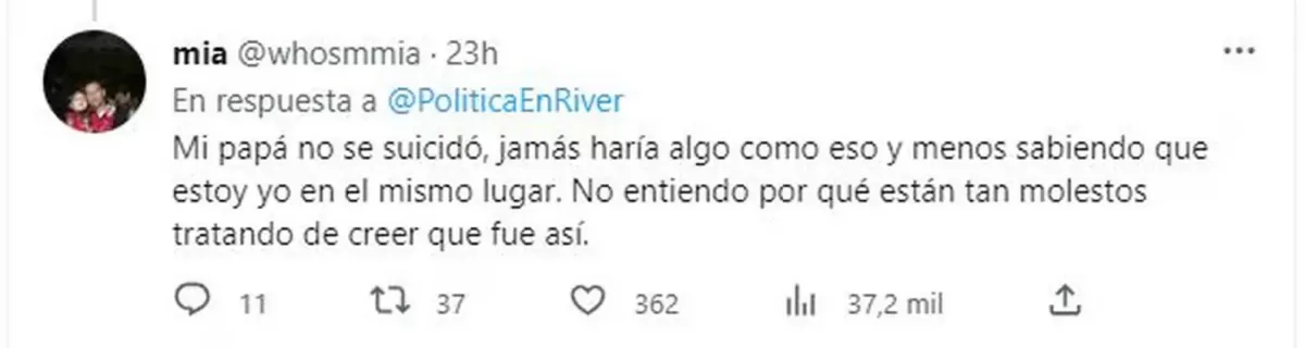 Tragedia en River: la hija del hincha fallecido dio su versión de los hechos: No se suicidió
