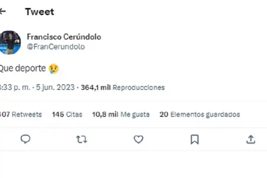 Roland Garros: cómo reaccionó Francisco Cerúndolo en las redes sociales luego de su polémica derrota