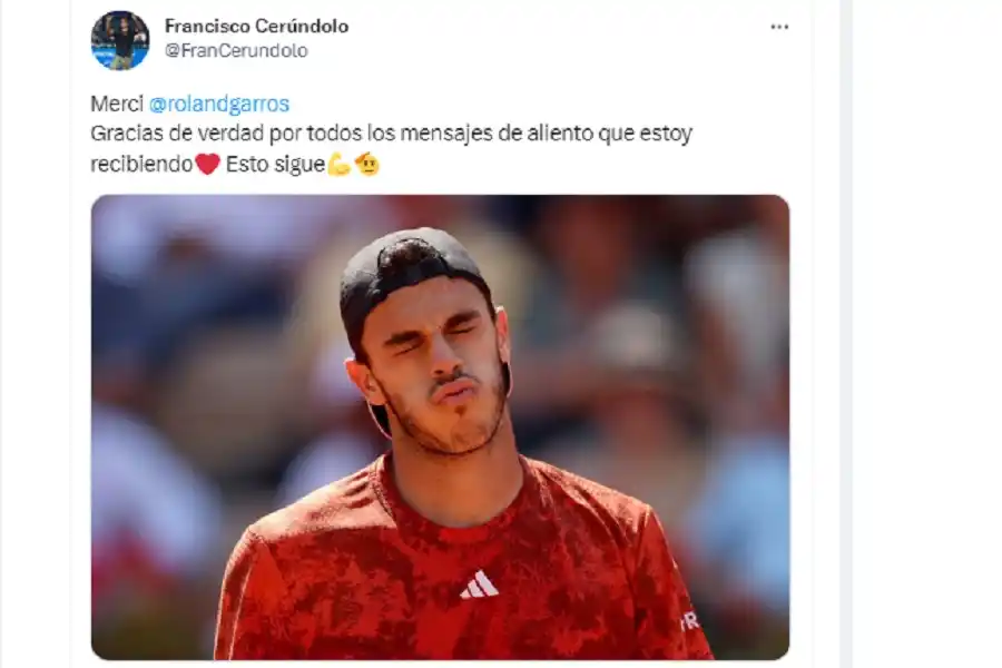 Roland Garros: cómo reaccionó Francisco Cerúndolo en las redes sociales luego de su polémica derrota