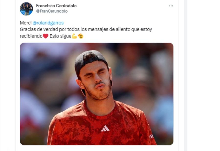 Roland Garros: cómo reaccionó Francisco Cerúndolo en las redes sociales luego de su polémica derrota