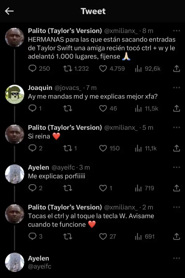 Palito, el engaño virtual en la venta de entradas para ver a Taylor Swift