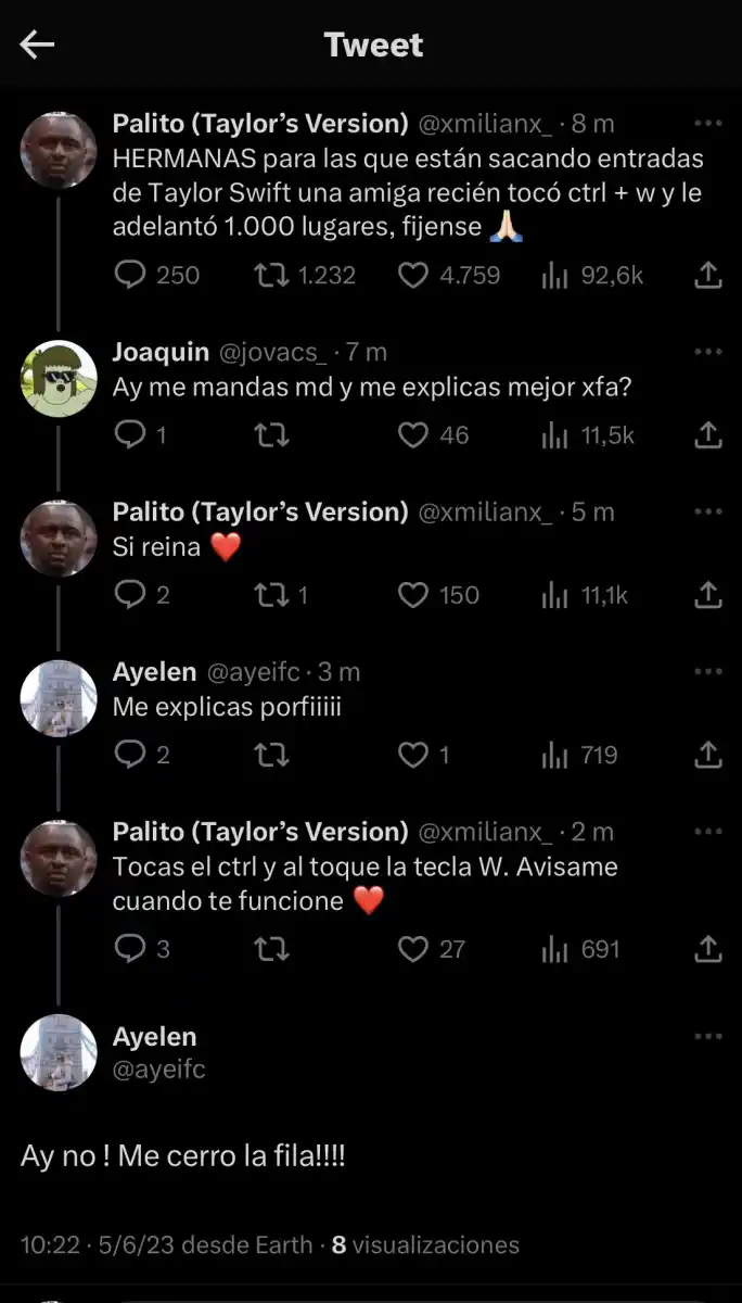 Palito, el engaño virtual en la venta de entradas para ver a Taylor Swift