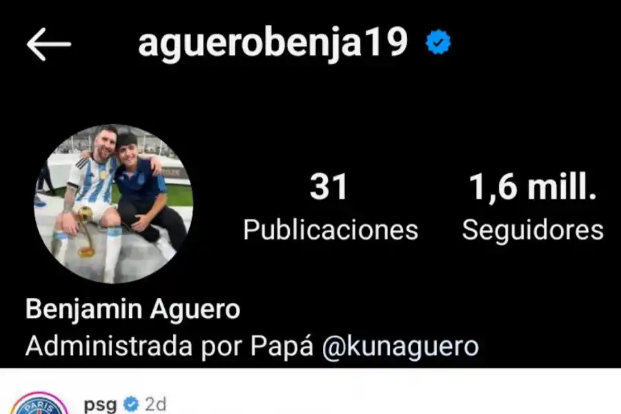 El irónico comentario de Benjamín Agüero al PSG en Instagram luego de la despedida de Lionel Messi: “Era mucho”