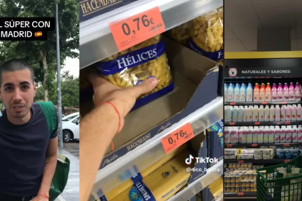 Un argentino mostró lo que se puede comprar en un supermercado de Madrid con €20: “Vivis toda la semana”