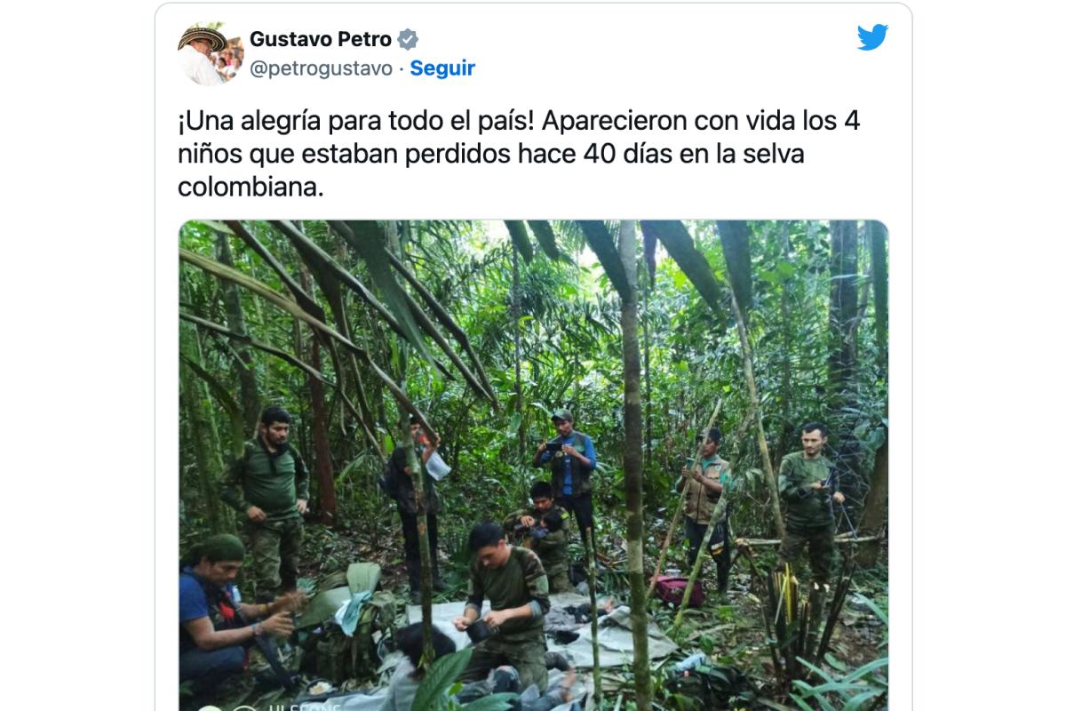 Encontraron con vida a cuatro niños que hace 40 días estaban perdidos en una selva de Colombia