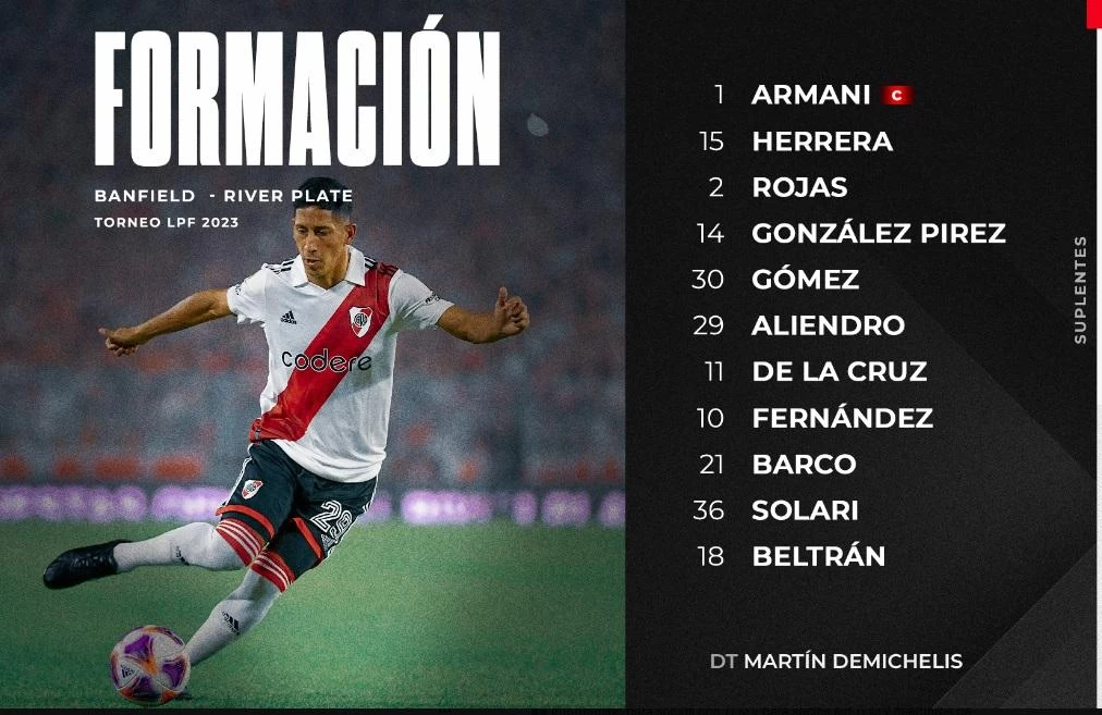 Estos son los 11 titulares de River