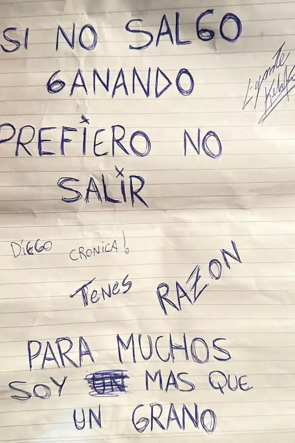 Una de las cartas que L-Gante escribió desde la cárcel