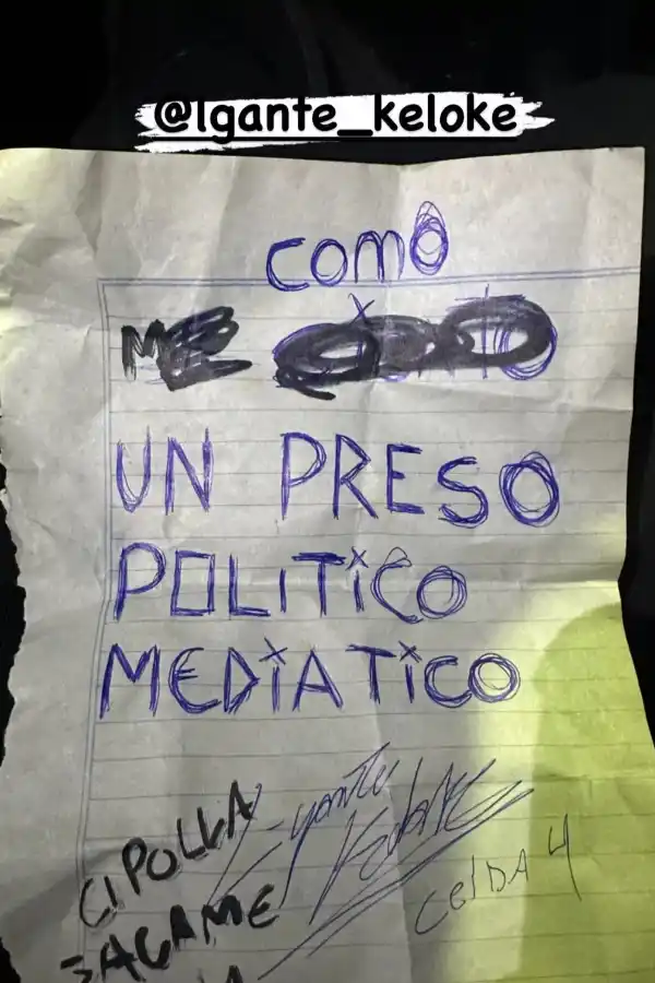 L-Gante escribió una nueva carta desde la cárcel