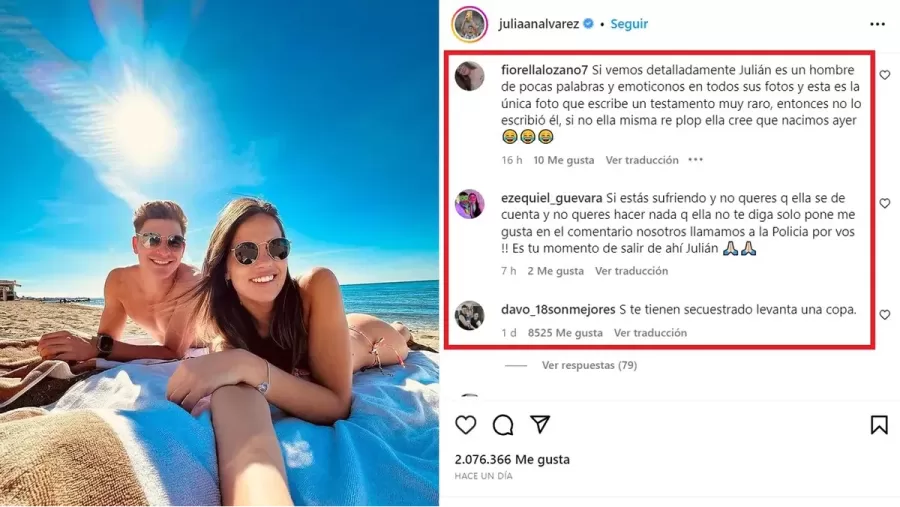 Los seguidores de Julián desconfían que el jugador haya sido el autor de dicho posteo.