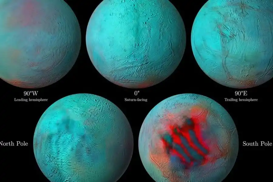 Imágenes de la NASA de Encélado, una de las lunas de Saturno. (Foto: NASA)