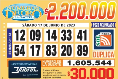 Los Números de Oro de LA GACETA del 17 de junio de 2023