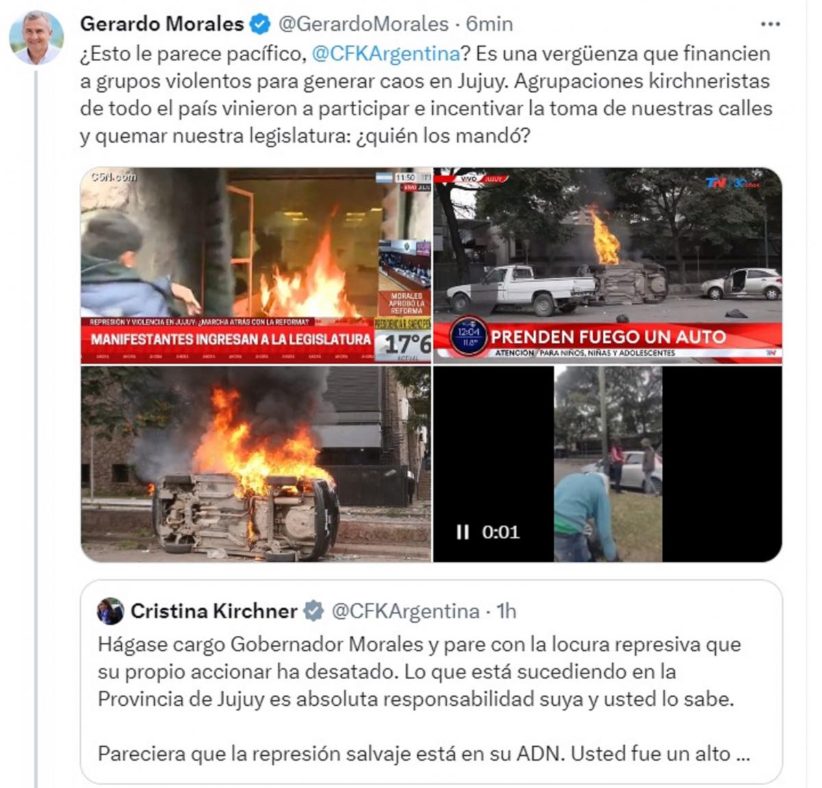 Gerardo Morales: Es una vergüenza que financien a grupos violentos para generar caos en Jujuy