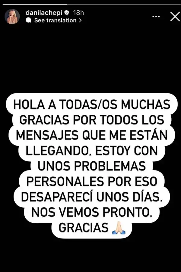 Posteo de Dani La Chepi en Instagram