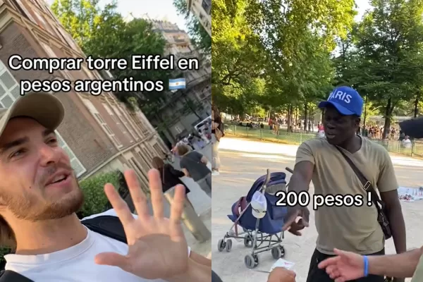 Un grupo de porteños intentó comprar un recuerdo de la Torre Eiffel en pesos argentinos: qué les suecedió