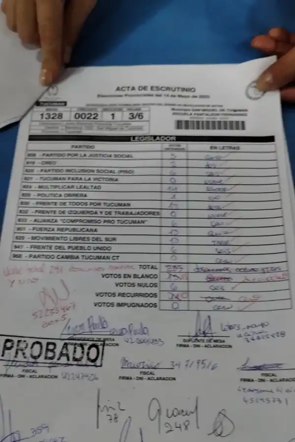 PLANILLAS DE ESCRUTINIO DEFINITIVO / PRUEBAS APORTADAS POR ENRIQUE PEDICONE 