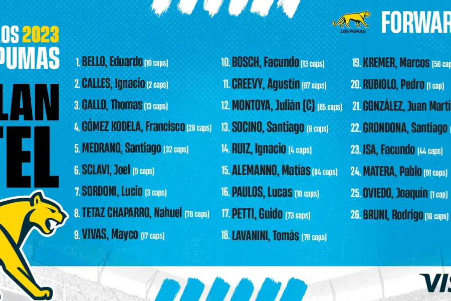 Seis tucumanos en la lista de los 48 Pumas para el Championship y el Mundial
