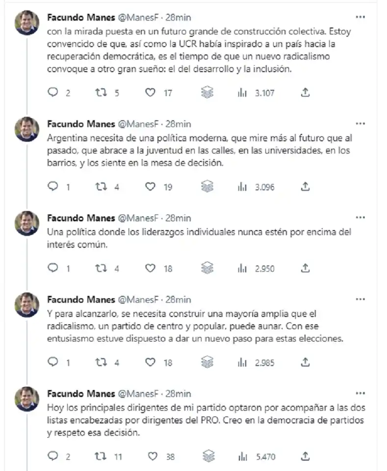 Facundo Manes se bajó de su precandidatura: cuáles fueron sus argumentos