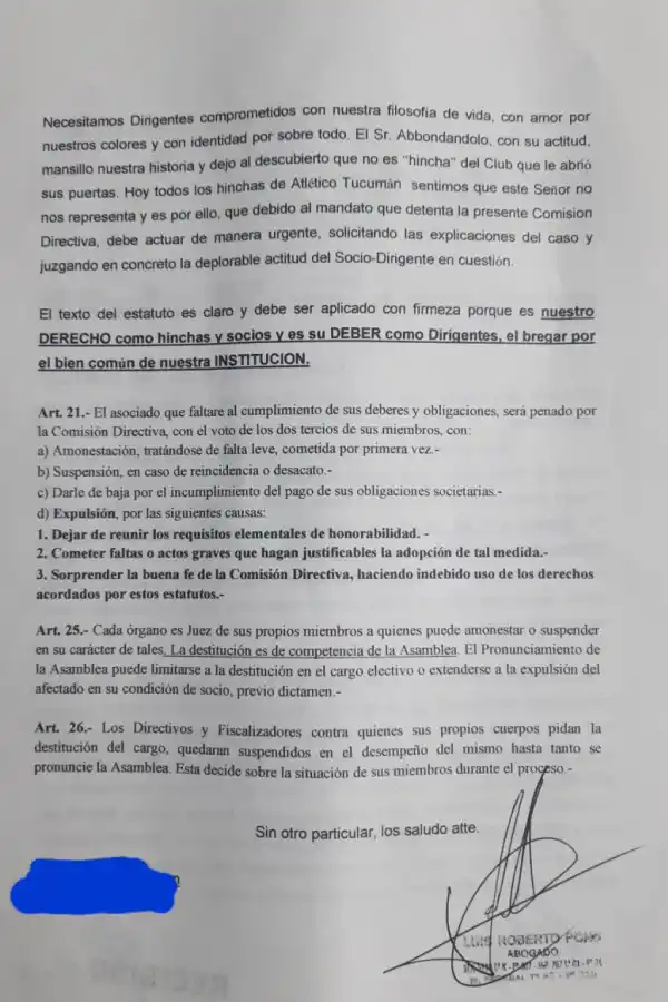 El comunicado completo.