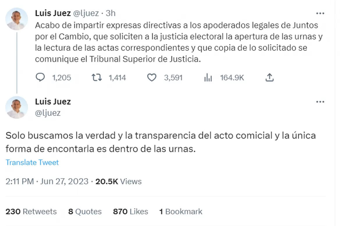 Foto tomada de Twitter / @ljuez.