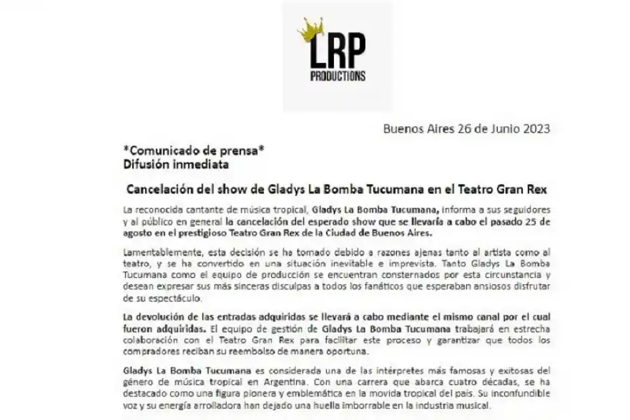 Gladys La Bomba Tucumana atraviesa un mal momento y tomó una drástica decisión
