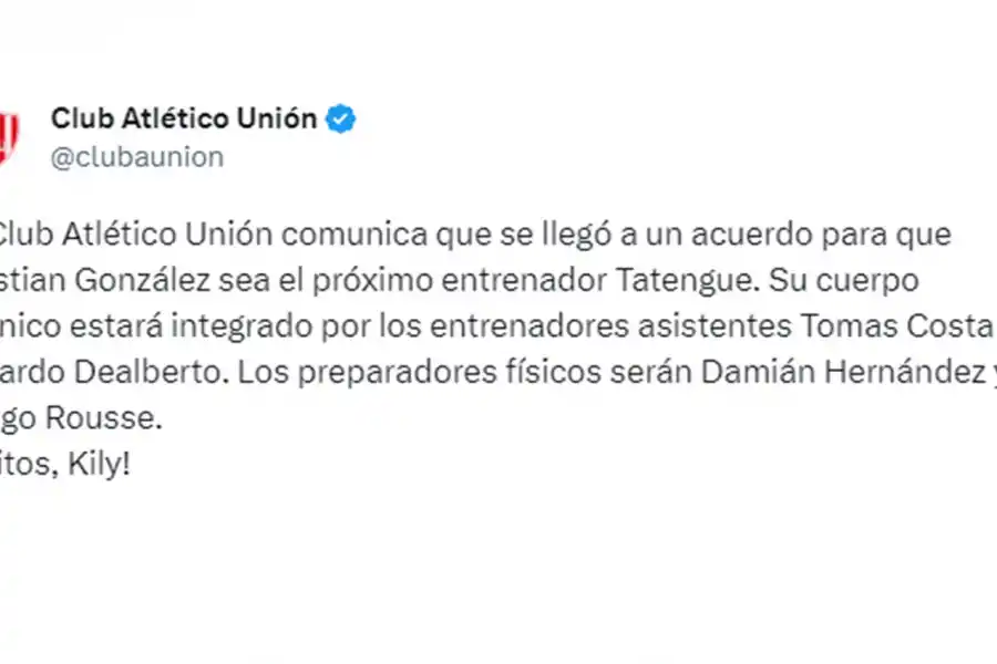 Kily González asumió en Unión y debutaría el viernes ante Atlético Tucumán