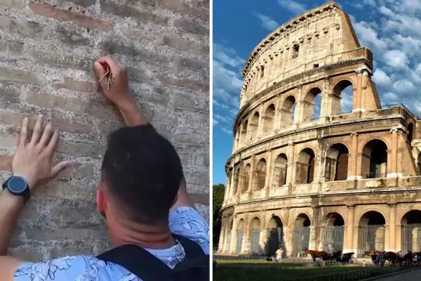 Italia: buscan un turista y a su pareja por tallar su nombre en la pared del Coliseo