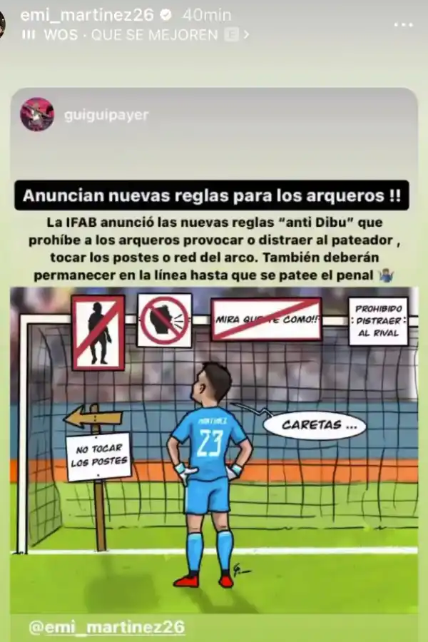 La regla “anti Dibu Martínez” se hizo oficial y el arquero lanzó una picante respuesta