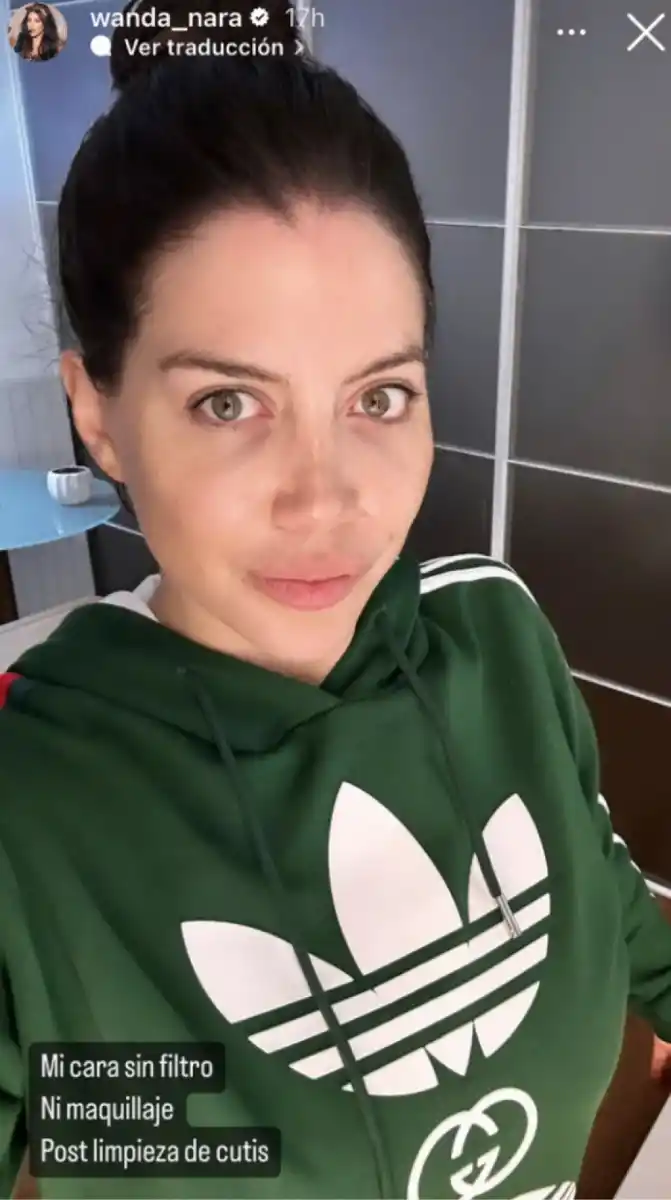 Wanda Nara al natural: subió una foto de su rostro “sin filtro” ni maquillaje