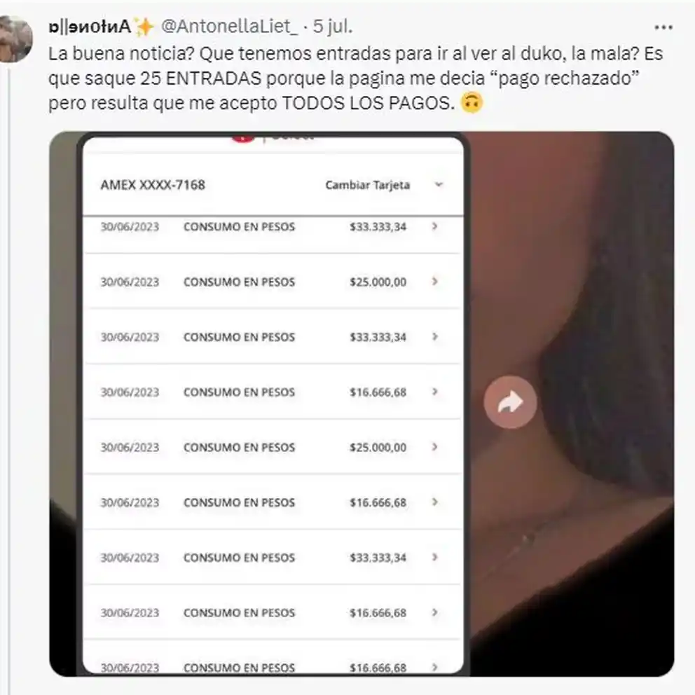 Compró una entrada para ver a Duki pero cometió un inusitado error y casi le da un infarto