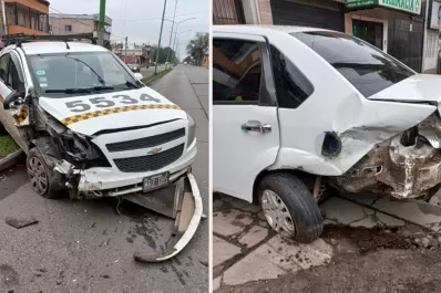 Video: un taxi chocó contra un auto estacionado en barrio Sur