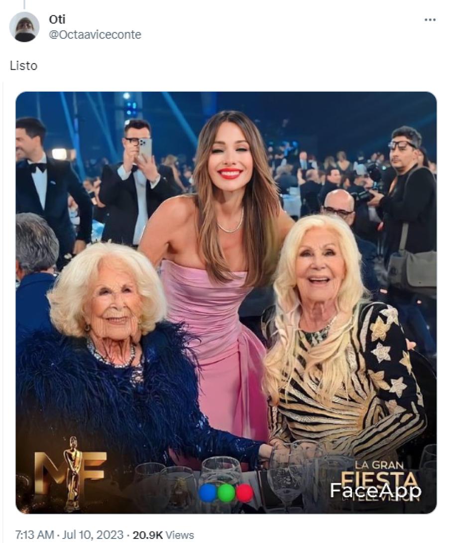 ¿Son ellos? La foto de Mirtha, Susana y Pampita con exceso de filtros en los Martín Fierro