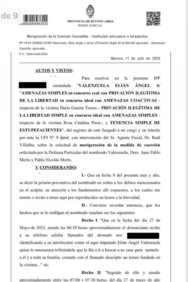 FALLO JUDICIAL. PRISIÓN DOMICILIARIA PARA L-GANTE