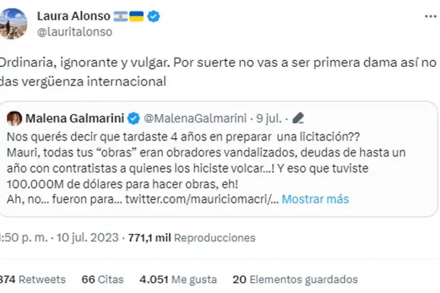 Foto tomada de Twitter / @lauritalonso.