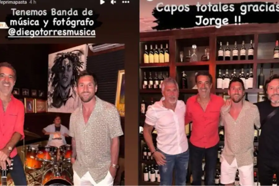 Messi en un restaurante en Miami Beach.