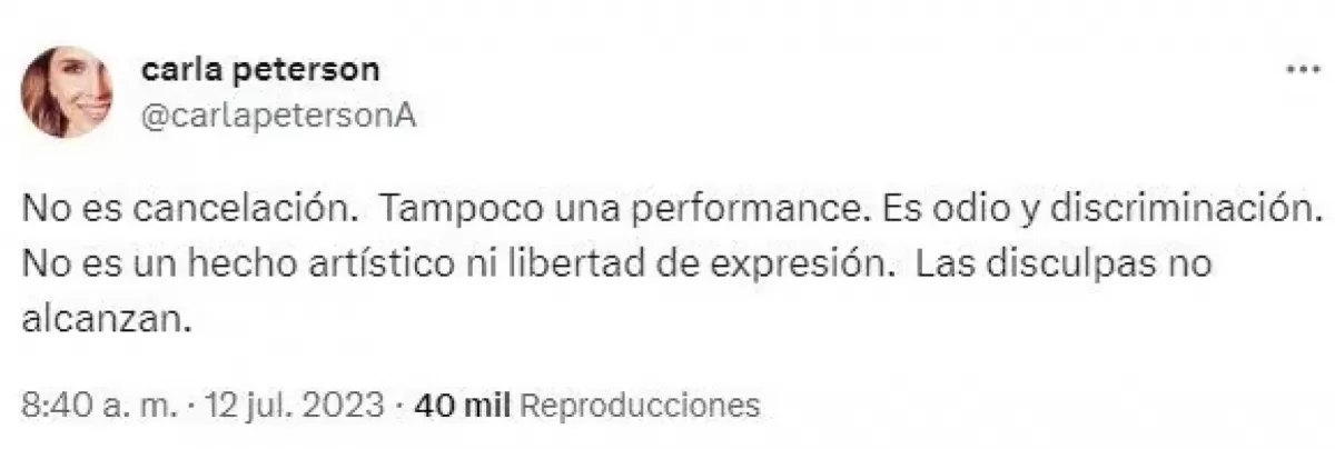 Carla Peterson fue tajante con la situación de Franco Rinaldi y fue atacada en las redes